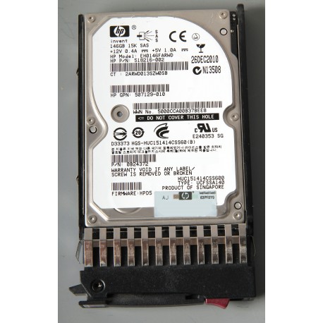 518216-002 HP 0B24372 146GB SAS 2.5" HDD 15K  507129-010 HGS-HUC151414CSS60 (B) with Caddy