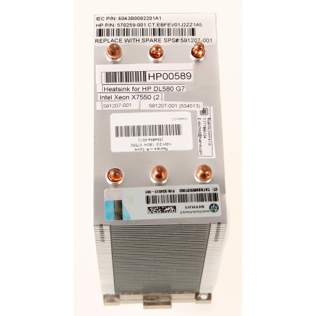 591207-001 Heatsink for HP DL580 G7 Intel Xeon X7550 (2.0 GHz 18MB 8-Core 130W) CPU