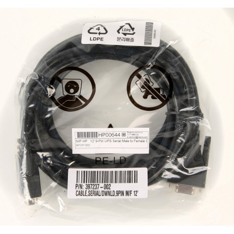 397237-002 NIP HP   12' 9-Pin UPS Serial Male to Female Cable DB9M / F