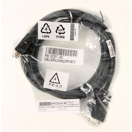397237-001 HP 6FT 9-Pin Male To 9-Pin Female Serial Cable