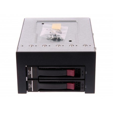 SATA/SAS 2-bay cage for 3,5" HDD with backplane and 2 pc caddy