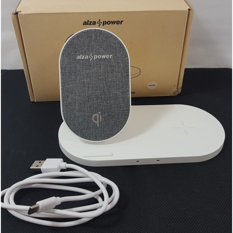 AlzaPower WC200 Wireless Dual Fast Charger bílá