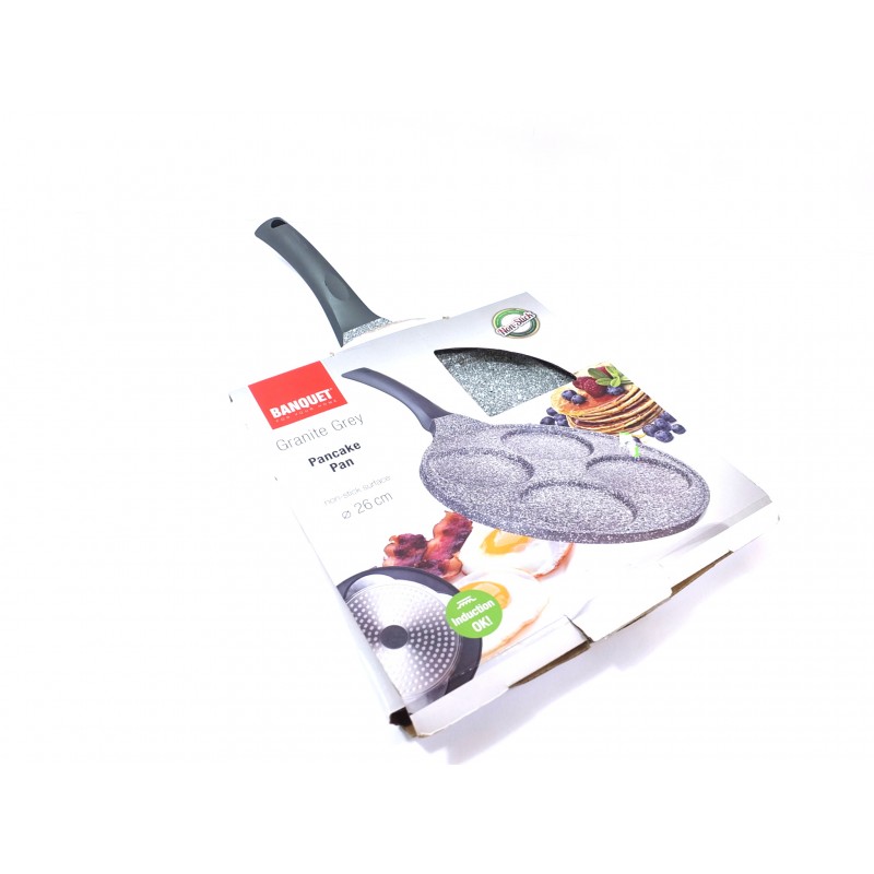 Banquet Pánev na 4 lívance s nepřilnavým povrchem GRANITE Grey 26 cm