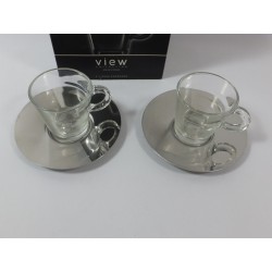 Nespresso View kolekce sada 3730/2 - 2 šálky na espresso 2 podšálky z nerezové oceli